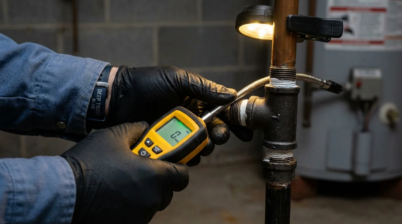 Gas leak detection with electronic sniffer by Johns Plumbing LLC in Forrest
